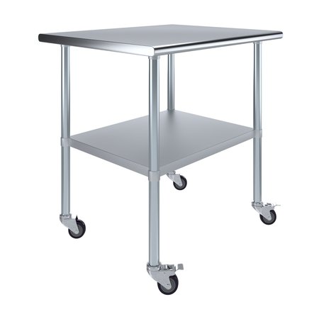 AMGOOD 30x36 Rolling Prep Table with Stainless Steel Top AMG WT-3036-WHEELS